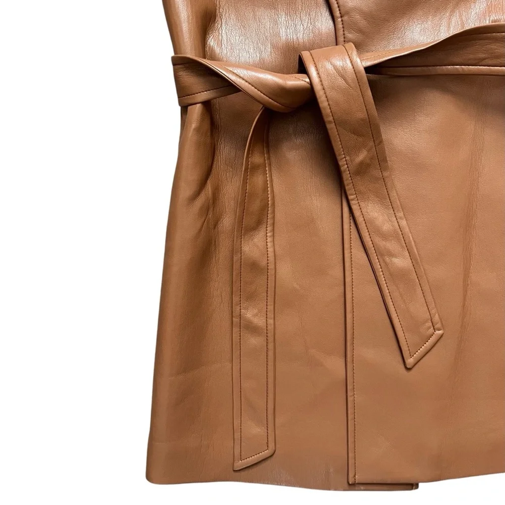 Alice + Olivia Tan Brown Sleeveless Belted Jacket Vest Size XS - Picture 3 of 5